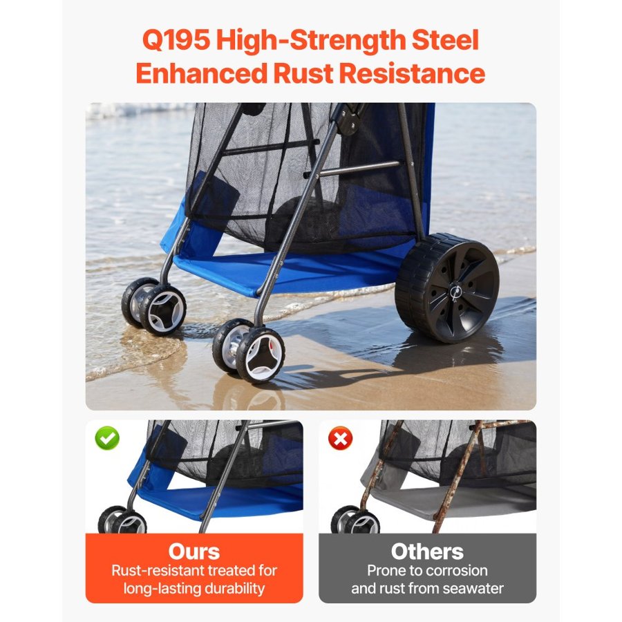 VEVOR Beach Cart for Sand – 165 lbs, 10" Solid Wheels