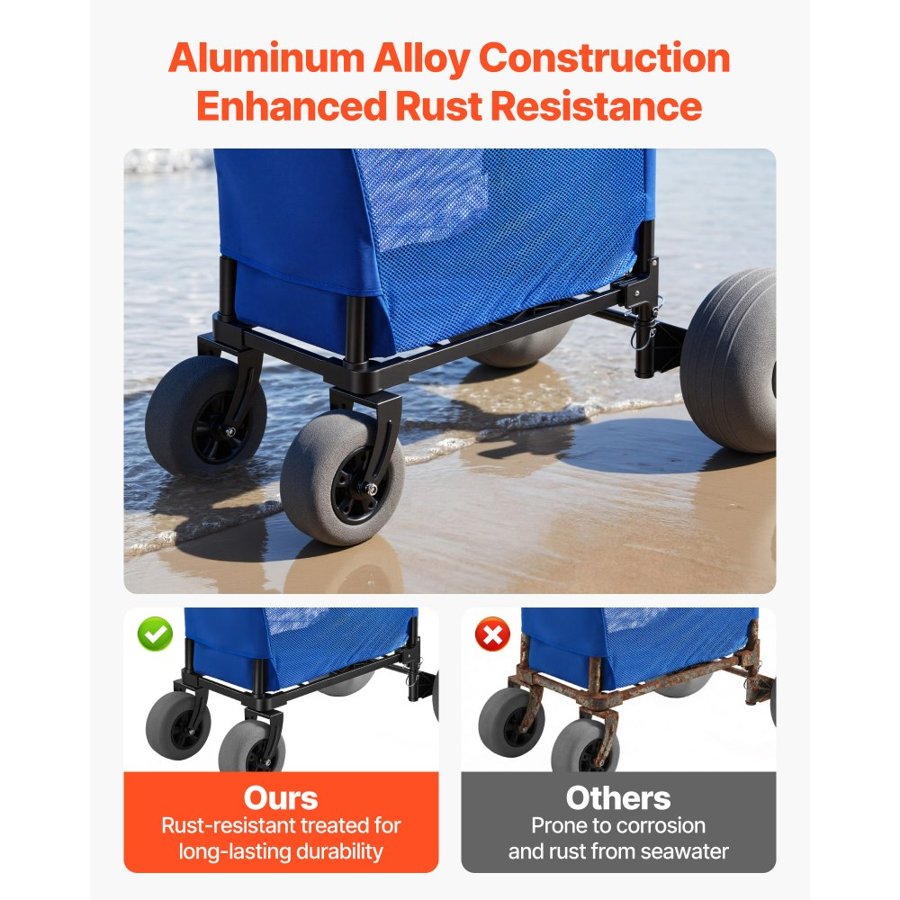 VEVOR Beach Carts with Large Wheels – 300 mm, 75 kg