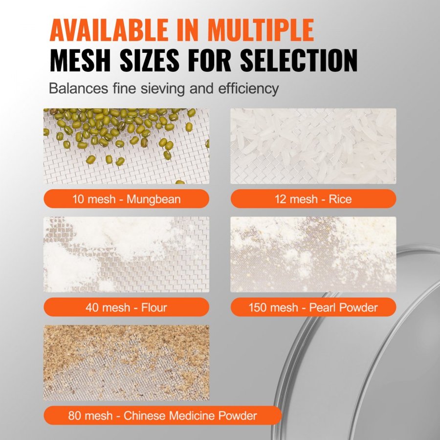 VEVOR Flour Sieve – 12 Mesh, 304 Stainless Steel, 12.6"