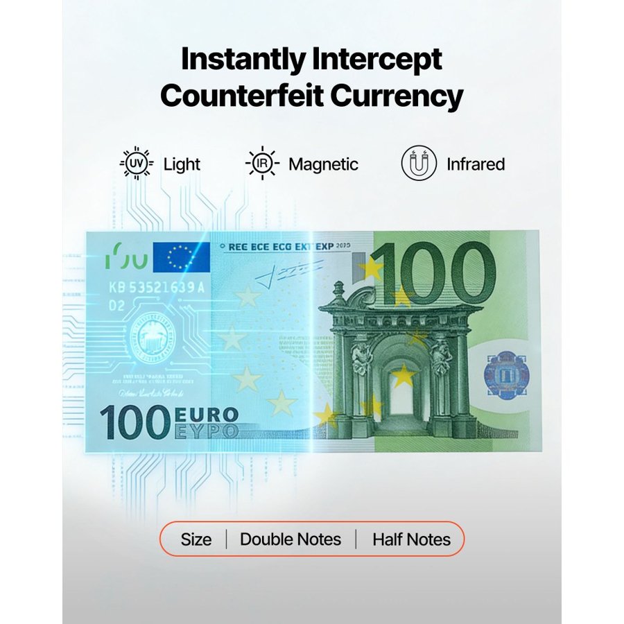 VEVOR Mixed Denomination Money Counter Machine – 1500 Bills