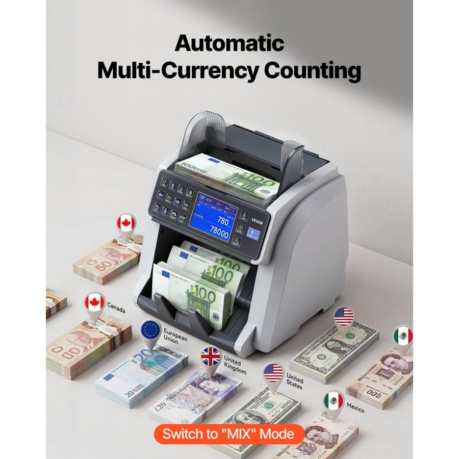 VEVOR Mixed Denomination Money Counter Machine – 1500 Bills