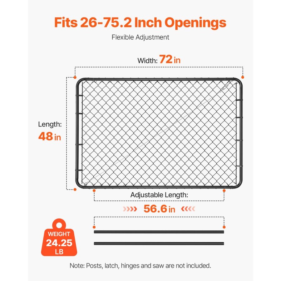 VEVOR Chain Link Gate Panel – 72 x 48 Inch, 2.2-6 FT x 6 FT