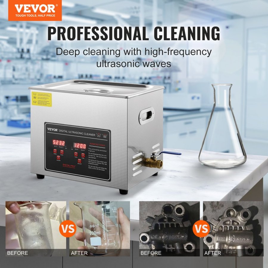 VEVOR 10L Digital Ultrasonic Cleaner – 240W, 350W Heater