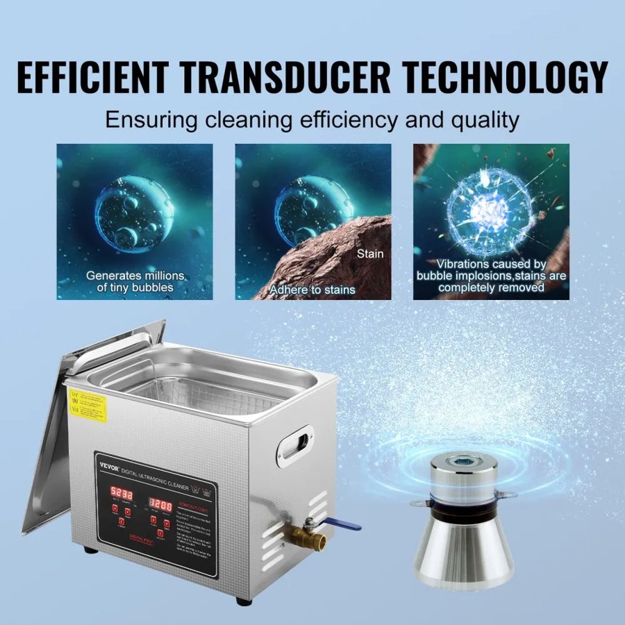 VEVOR 10L Digital Ultrasonic Cleaner – 240W, 350W Heater
