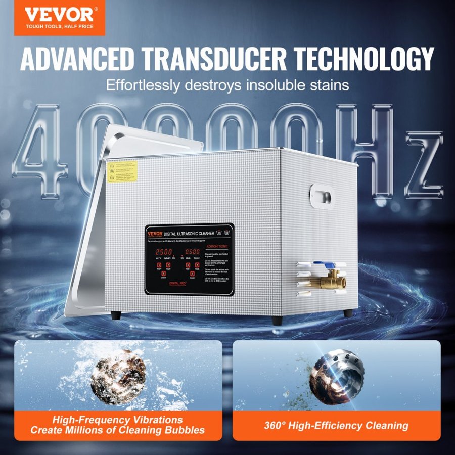 VEVOR Professional Ultrasonic Machine – 15L, 360W, 40kHz