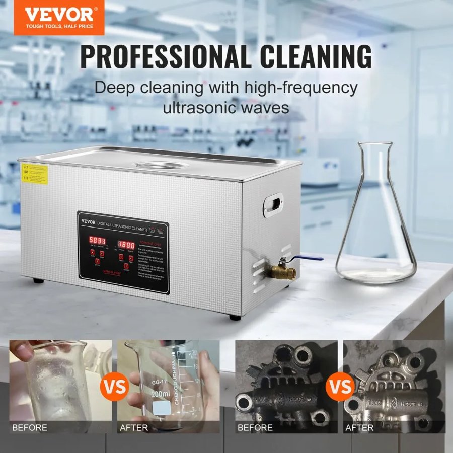 VEVOR 22L Ultrasonic Cleaner – 480W, 40kHz, 650W Heater