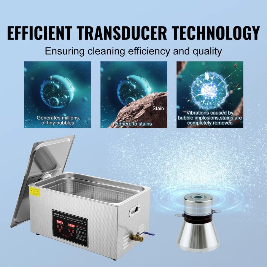 VEVOR 22L Ultrasonic Cleaner – 480W, 40kHz, 650W Heater