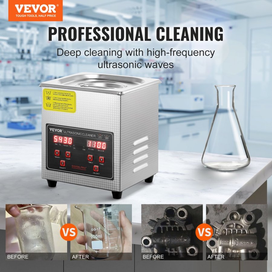 VEVOR 2L Ultrasonic Cleaner – 60W, 40kHz, 160W Heater