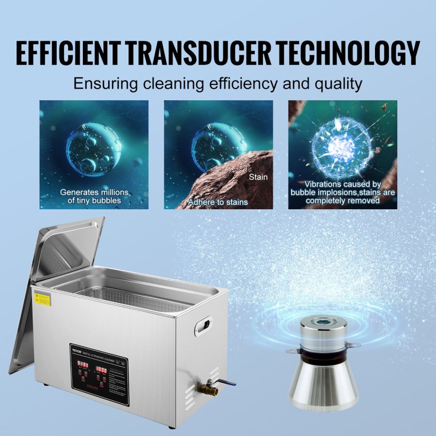 VEVOR 30L Ultrasonic Cleaner Machine – 600W, 40kHz, Heater
