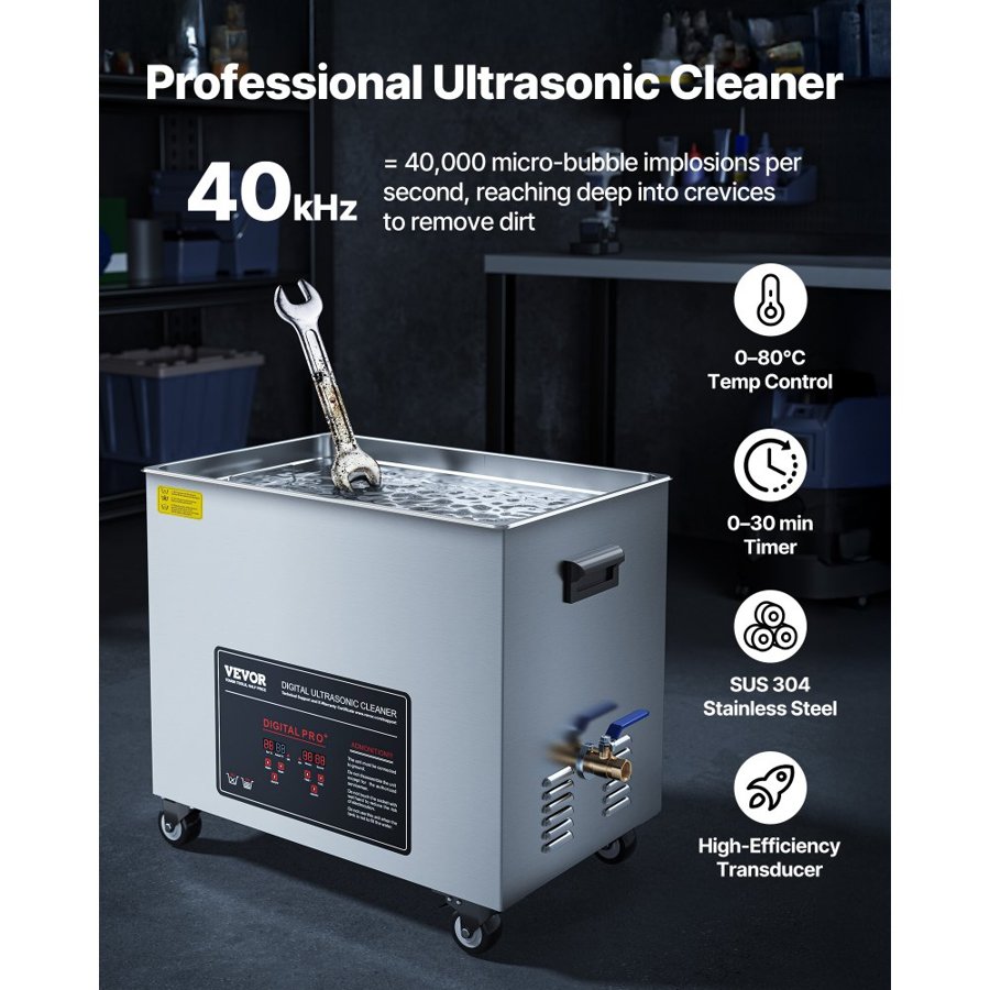 VEVOR Industrial Ultrasonic Cleaner – 840W, 40kHz, Wheels