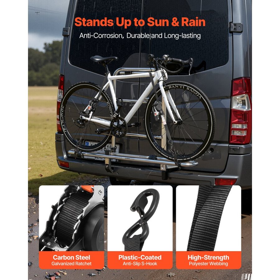 VEVOR Retractable Ratchet Tie Down Straps – 1"x10 ft, 4 Pack