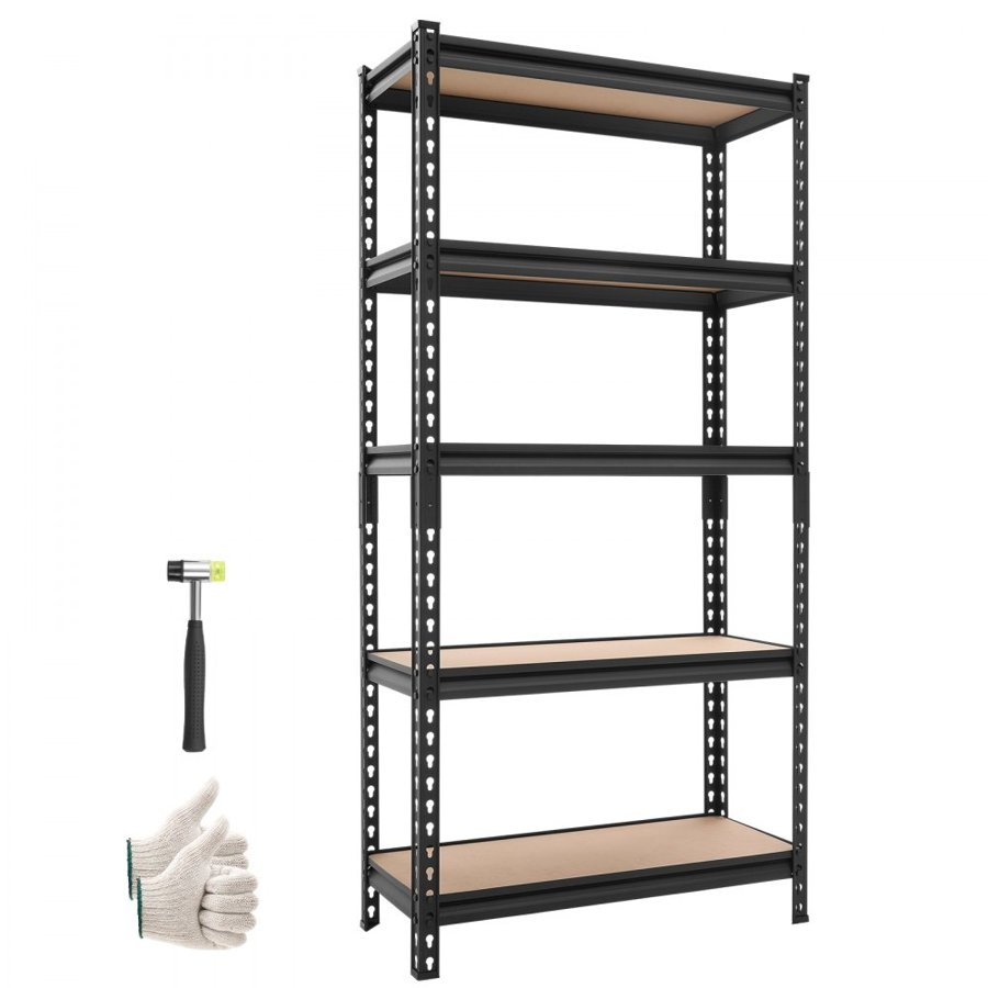 VEVOR Storage Shelves, 5-Tier Adjustable, 907.2 kg Capacity, Heavy Duty Garage Storage Shelving Unit, Metal Utility Rack Shelf, for Kitchen Pantry Basement Bathroom, 759 mm W x 309 mm D x 1520 mm H