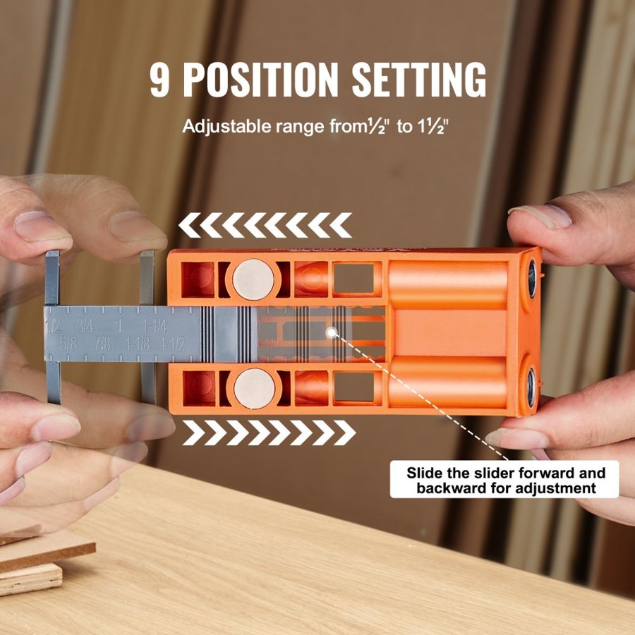 VEVOR Pocket Hole Jig, 56 Pcs Mini Jig Pocket Hole System with 22.9 cm C-clamp, Step Drill, Wrench, Drill Stop Ring, Square Drive Bit, and Screws, for DIY Carpentry Projects