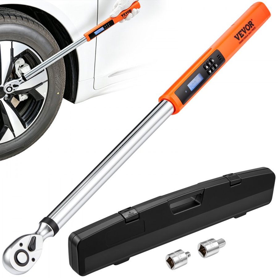 VEVOR Digital Torque Wrench, 1.3 cm Drive Electronic Torque Wrench, Torque Wrench Kit 25-250ft.lb/34-340n.m Torque Range Accurate to ±2%, 3-Mode Adjustable Torque Wrench Set with LED Buzzer Calibration