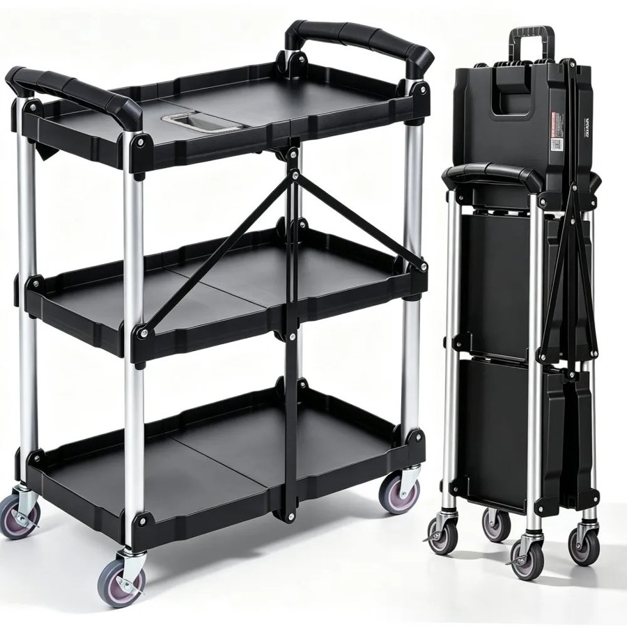VEVOR 3 Shelf Utility Cart – 165 lbs, 25.62"x15.43"x32.76"