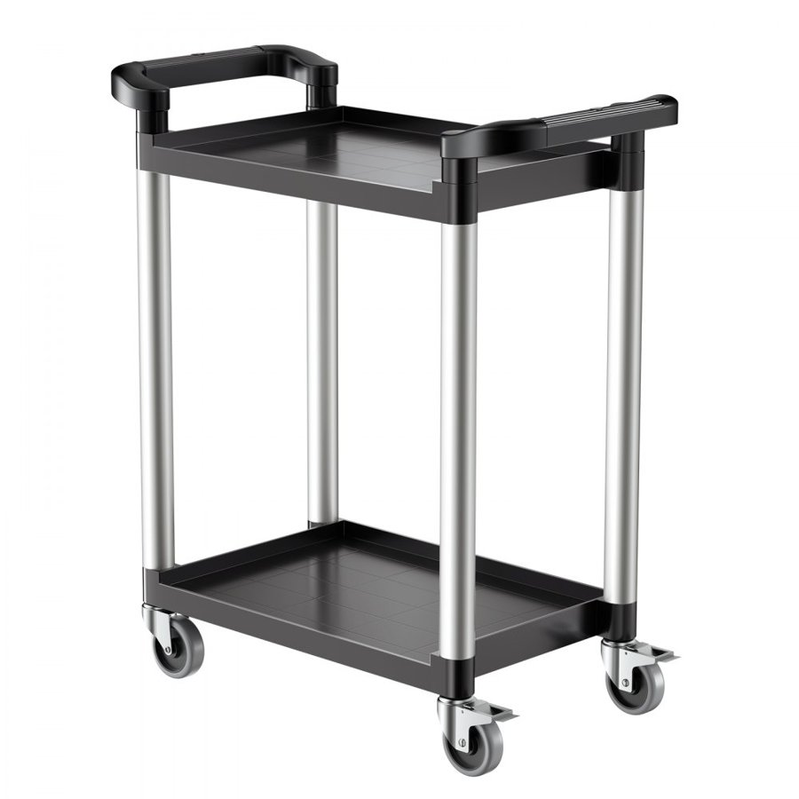 VEVOR 2 Tier Plastic Utility Cart – 300 Lb, 4 Casters