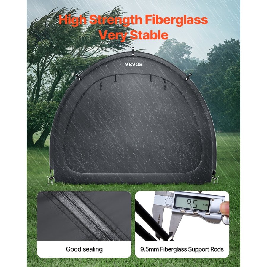 VEVOR Bike Storage Tent, 4 to 5 Bikes, Outdoor Spacious Bike Storage Tent with Ventilated Window, Waterproof Fan-Shaped Bike Tent with High Strength Fiberglass & Double Door, Fit for Bicycle