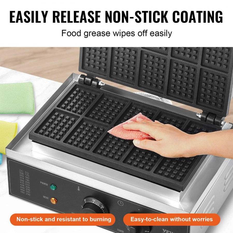 VEVOR Rectangle Waffle Maker – 10PCS, 1550W, 50mm Each