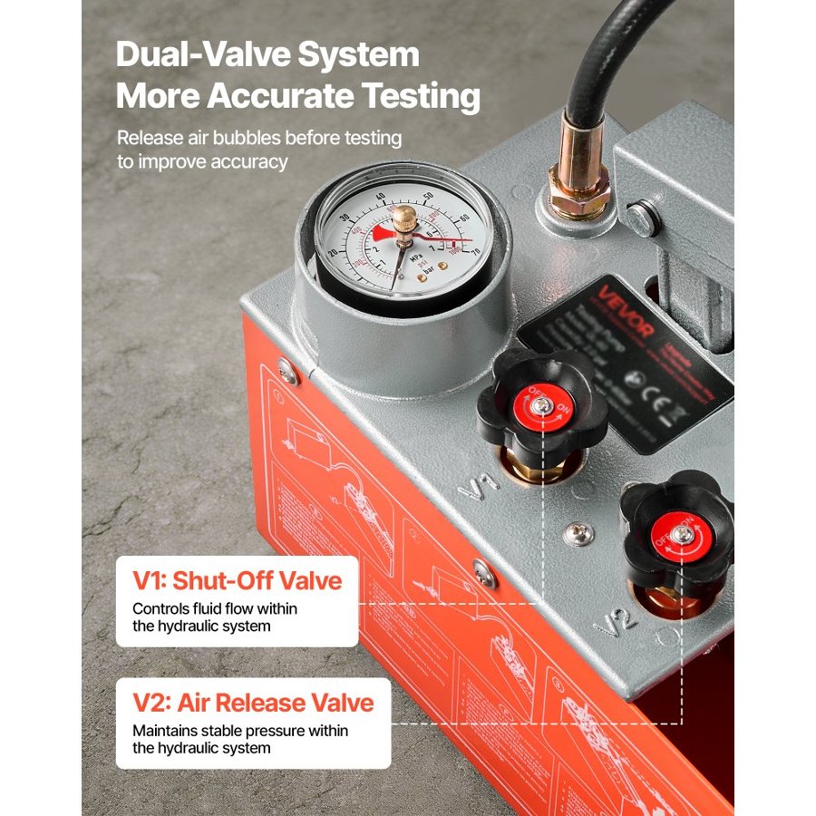 VEVOR Hydrostatic Test Pump – 0-60 Bar, 7.57 L, Dual Valve