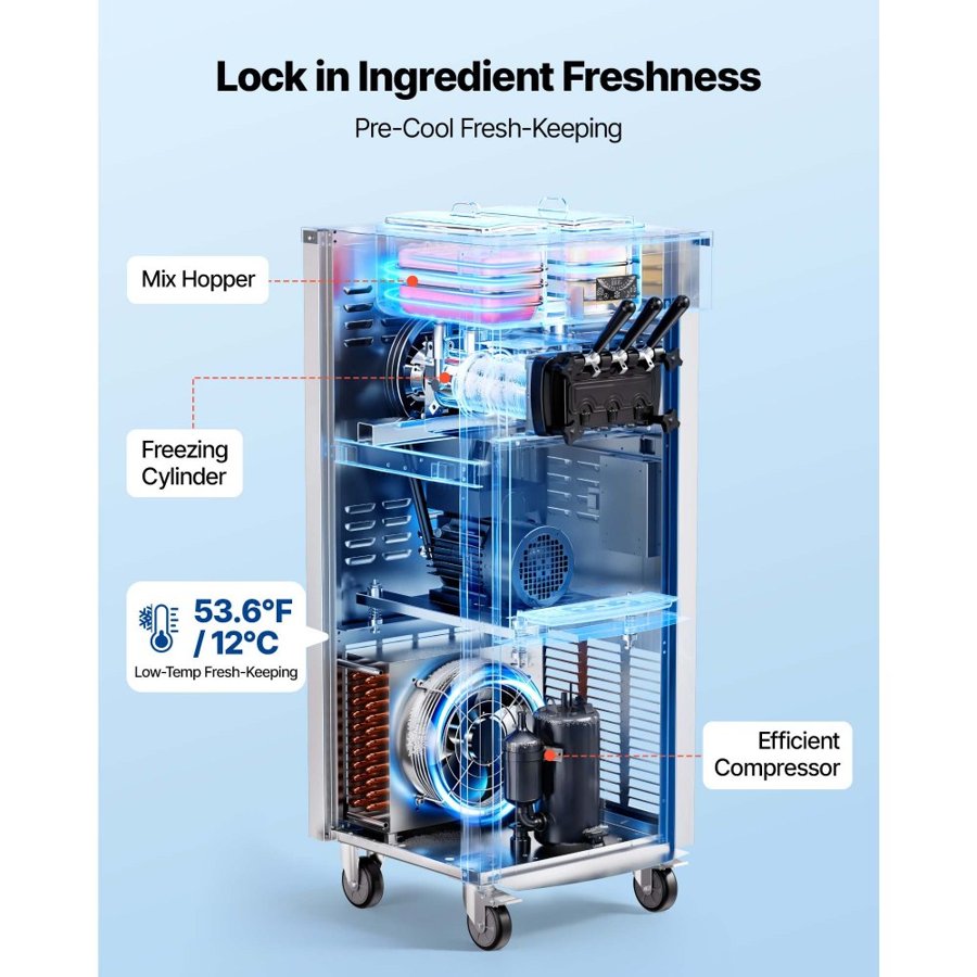 VEVOR Commercial Ice Cream Maker Machine – 20-28L/H, 2200W