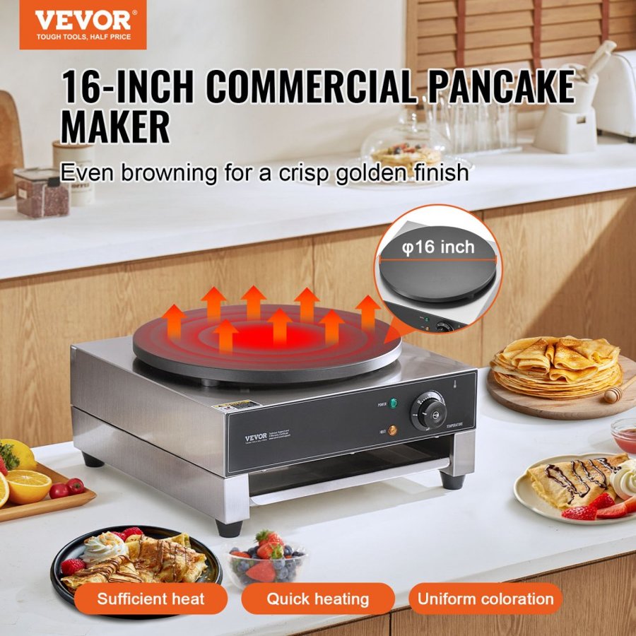 VEVOR Commercial Electric Crepe Maker – 16-In, 3000W