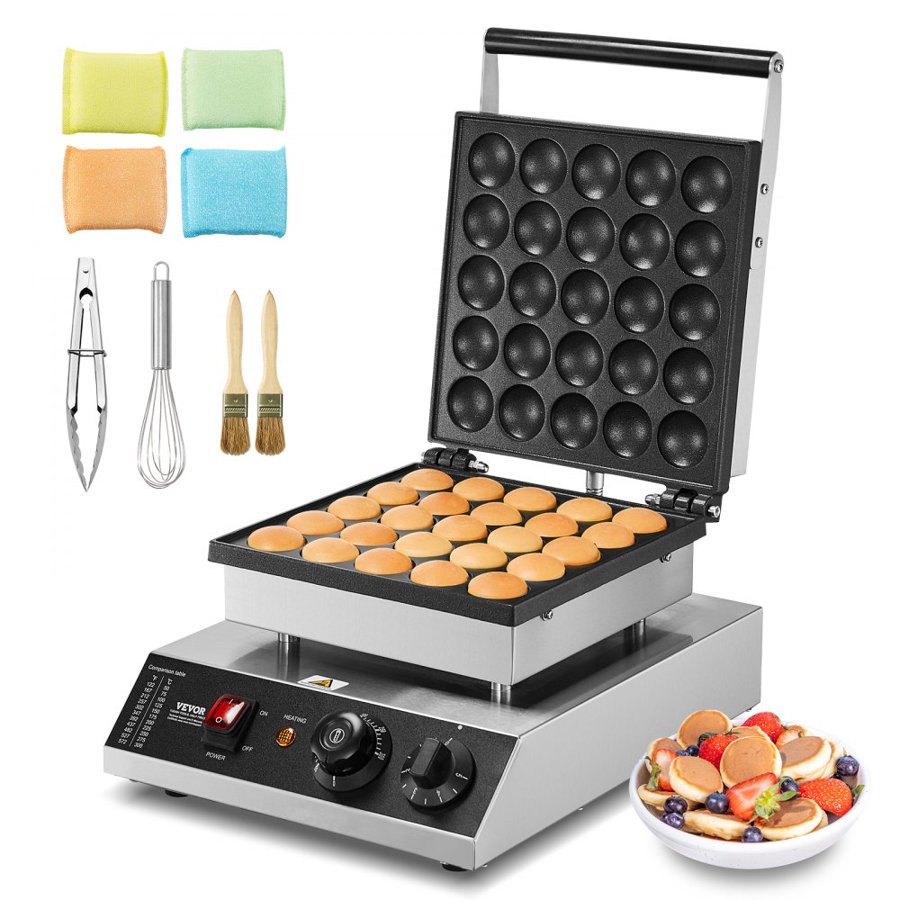 VEVOR Electric Poffertjes Maker – 25PCS, 43mm, 1700W