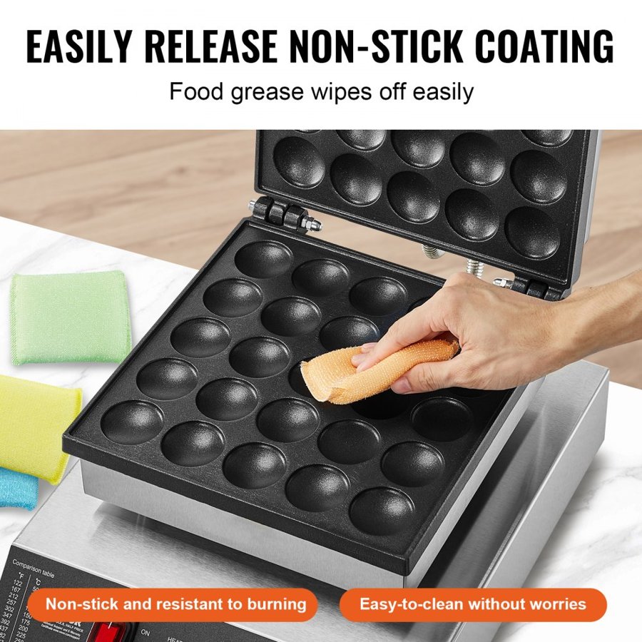 VEVOR Electric Poffertjes Maker – 25PCS, 43mm, 1700W