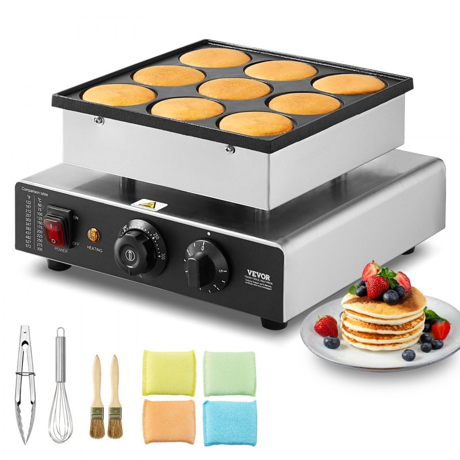 VEVOR Dutch Pancakes Maker – 9PCS, 76mm Diameter, 850W