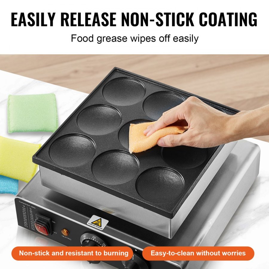 VEVOR Dutch Pancakes Maker – 9PCS, 76mm Diameter, 850W