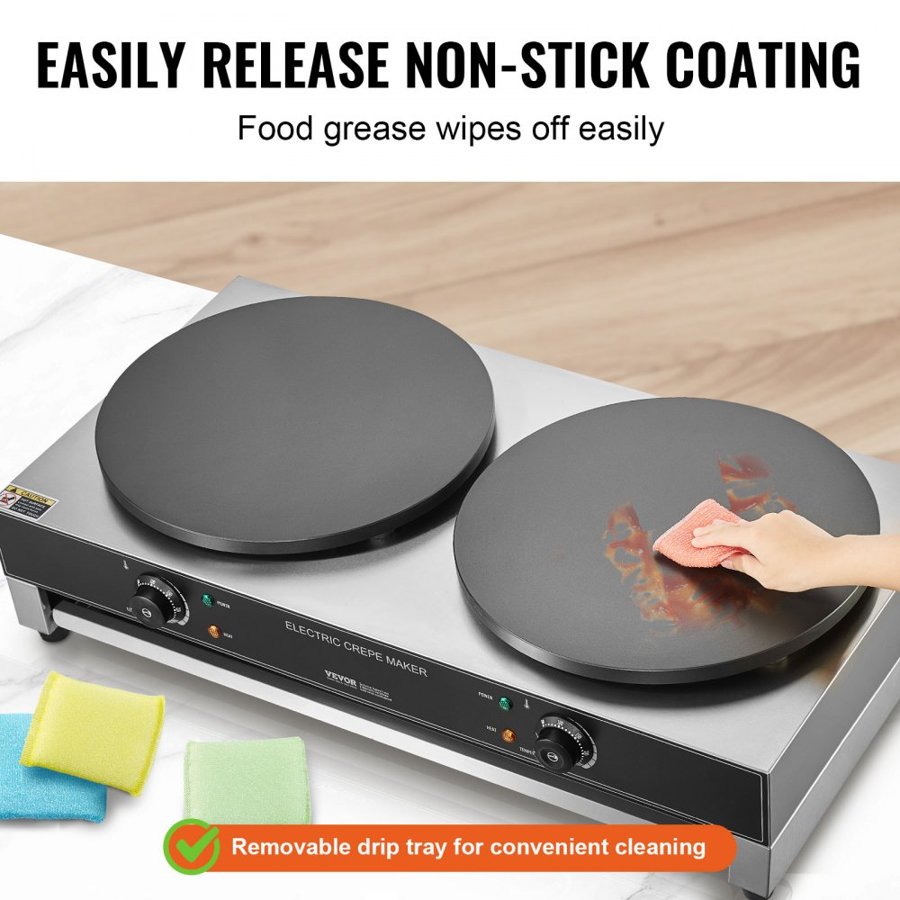 VEVOR Double Crepe Maker – 16-Inch, 6000W, Dual Head