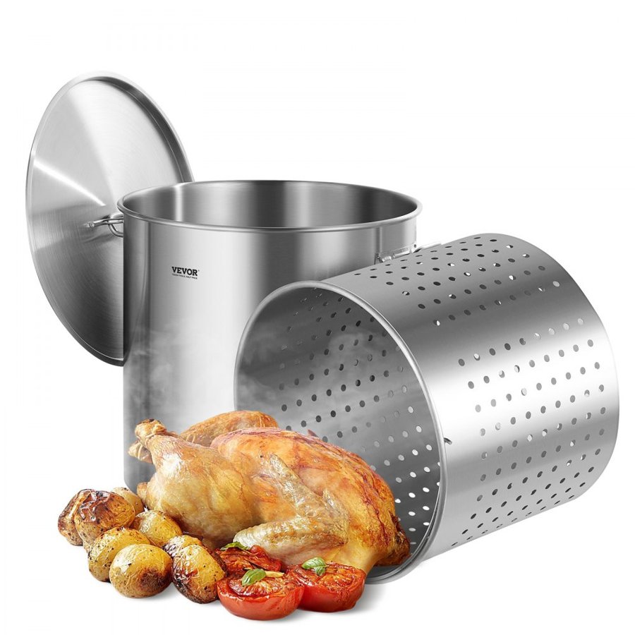 VEVOR 100 QT Stainless Pot – 94.6 L capacity, 0.8 mm Bottom