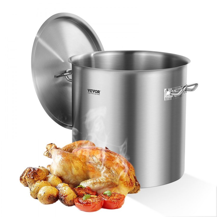 VEVOR Stainless Steel Stockpot with Lid – 53 QT, 3mm, 50.1 L