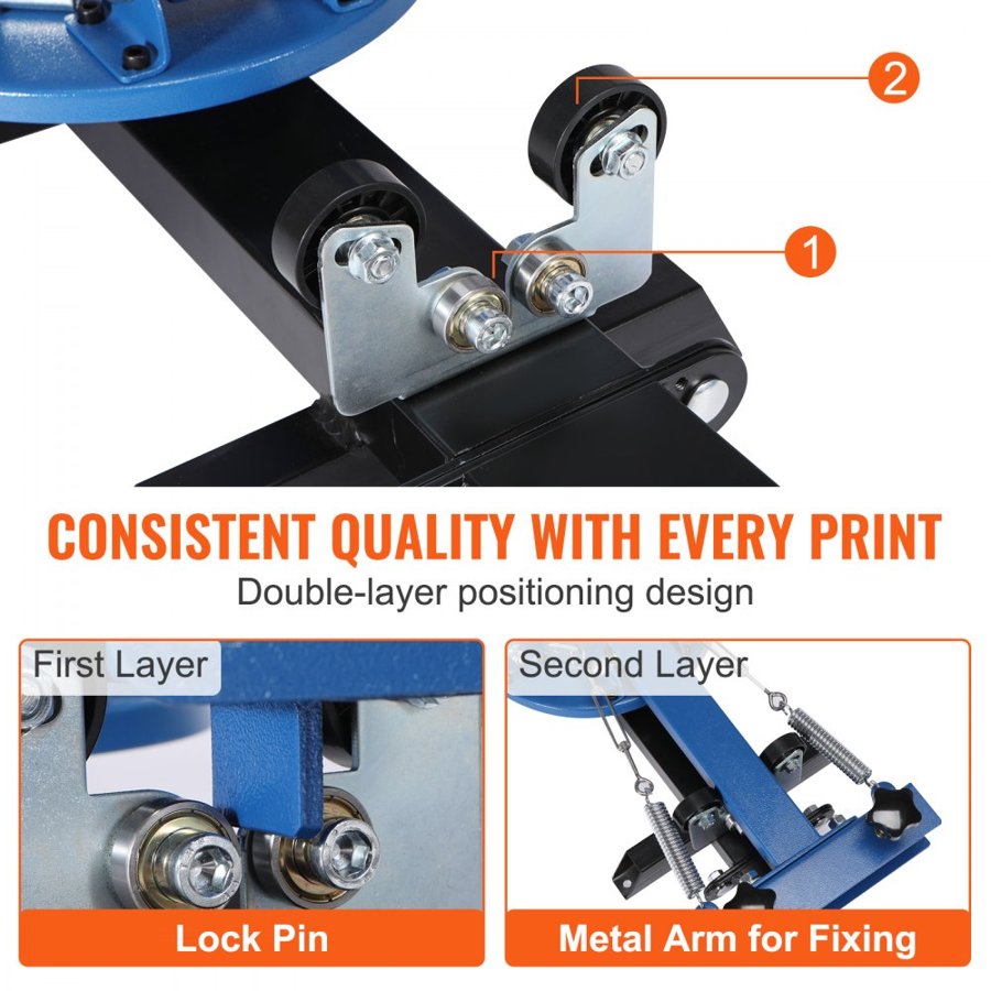 VEVOR Screen Printing Machine, 4 Color 2 Station 360° Rotable Silk Screen Printing Press, 21.2x17.7in / 54x45cm Screen Printing Press, Double-layer Positioning Pallet for T-shirt DIY Printing