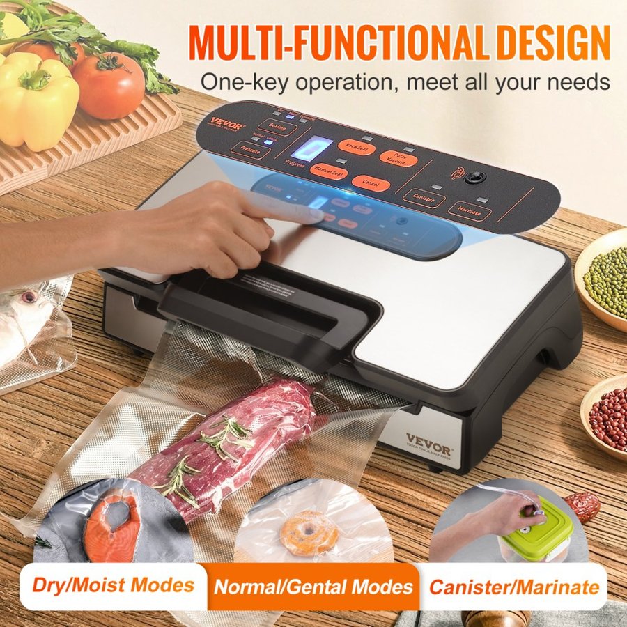 VEVOR Vacuum Food Sealer Machine - 90KPa, 250W, 10 Pcs