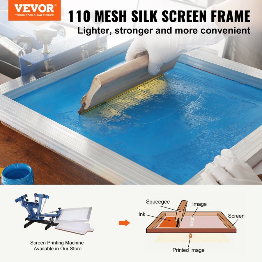 VEVOR Screen Printing Kit Silk Screen Printing Frame 25.4 cm x 35.6 cm 110 Count Mesh 6pcs