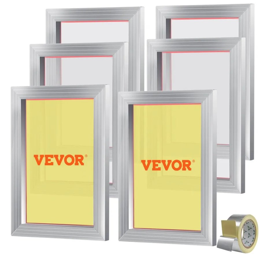 VEVOR Screen Printing Kit Silk Screen Printing Frame 25.4 cm x 35.6 cm 156 Count Mesh 6pcs