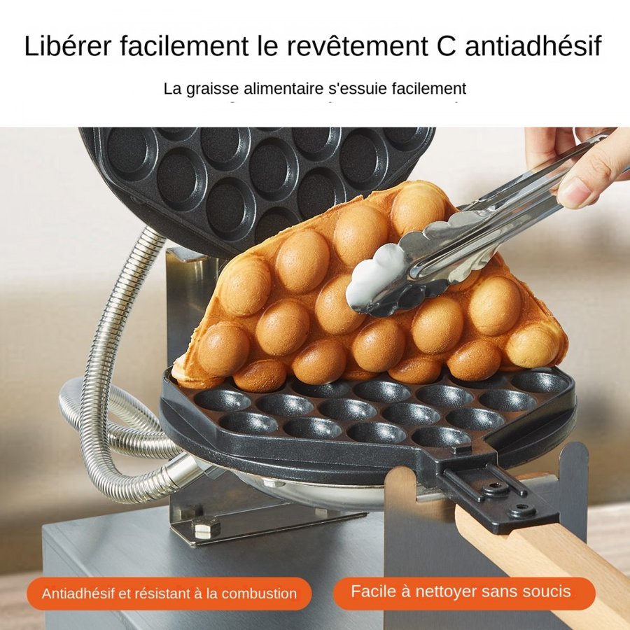 VEVOR Bubble Egg Waffle Maker – 180° Rotating, 1400W