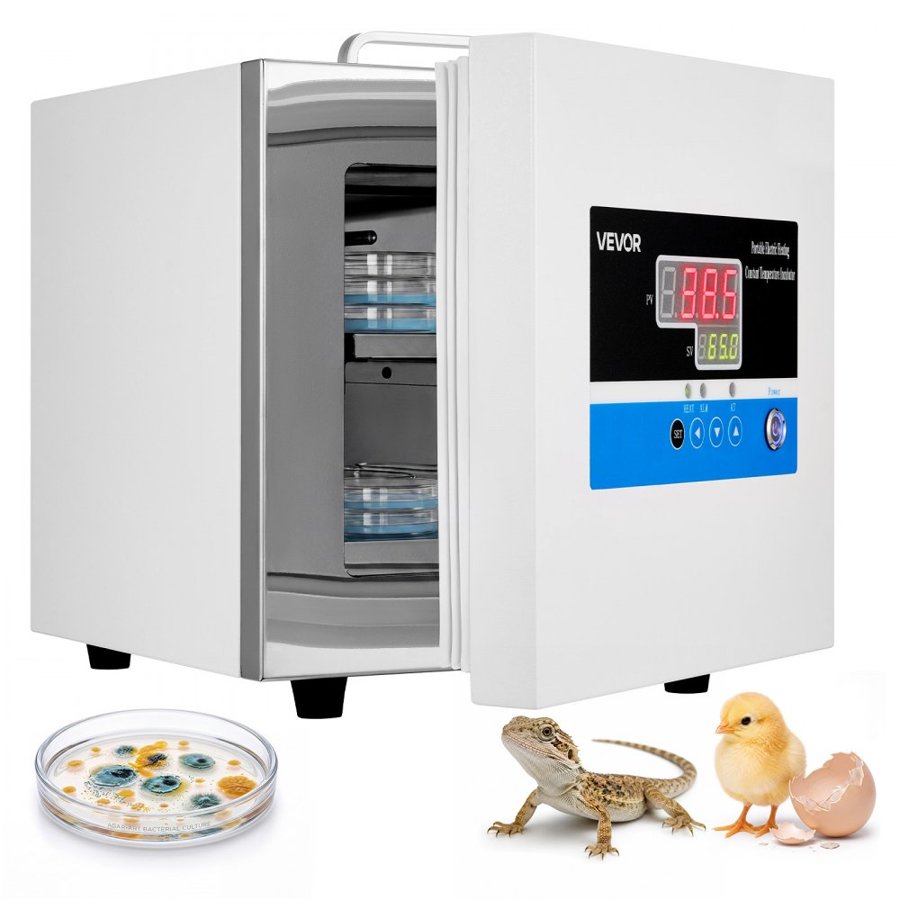 VEVOR Laboratory Incubator 1.6 Gal / 6 L Microbiological Lab Incubator, For Petri Dishes, Room Temp+5℃-65℃ Precise PID Temperature Control, Compact & Portable, Digital Panel, Constant Temperature