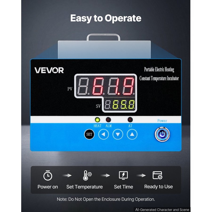 VEVOR Laboratory Incubator 1.6 Gal / 6 L Microbiological Lab Incubator, For Petri Dishes, Room Temp+5℃-65℃ Precise PID Temperature Control, Compact & Portable, Digital Panel, Constant Temperature