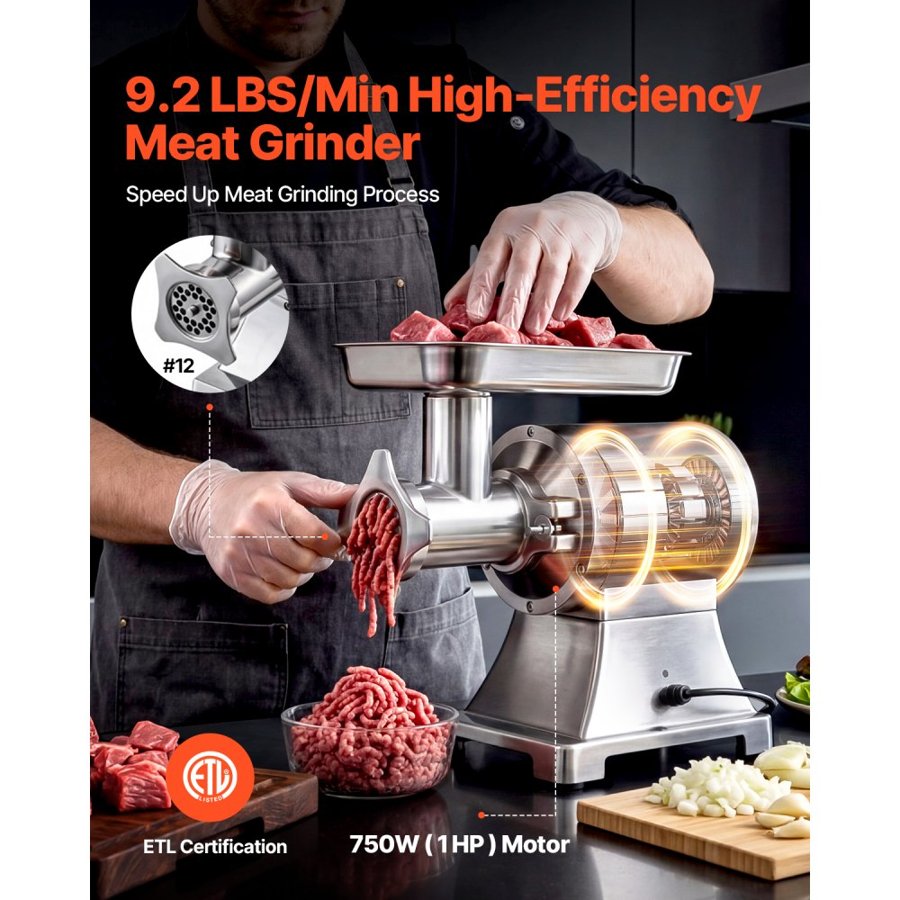 VEVOR #12 Commercial Electric Meat Grinder – 750W Copper