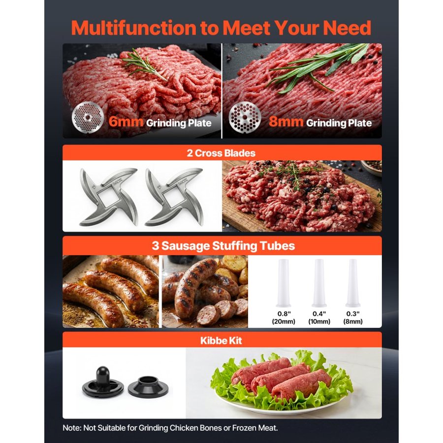 VEVOR #12 Commercial Electric Meat Grinder – 750W Copper