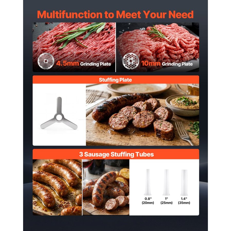 VEVOR #32 Electric Meat Mincer – 9.5 kg/min, 1100W