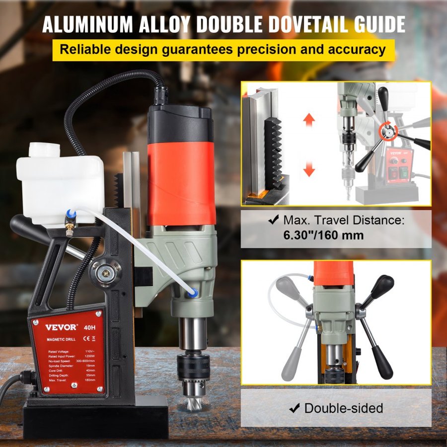 VEVOR Magnetic Base Drill – 1200W, 1.57", 2922 lbf, 580 RPM
