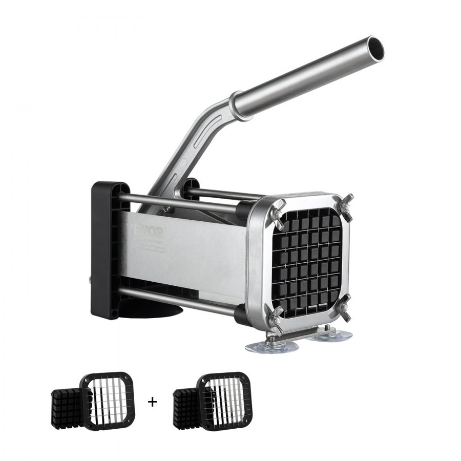 VEVOR French Fry Cutter, Potato Slicer with 1/2-Inch and 3/8-Inch Stainless Steel Blades, Manual Potato Cutter Chopper with Suction Cups, Great for Potato, French Fries, Cucumber, Vegetables, Carrot