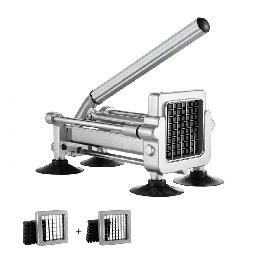 VEVOR French Fry Cutter, Potato Slicer with 1/2-Inch and 3/8-Inch Stainless Steel Blades, Manual Potato Cutter Chopper with Suction Cups, Great for Potato, French Fries, Cucumber, Vegetables, Carrot