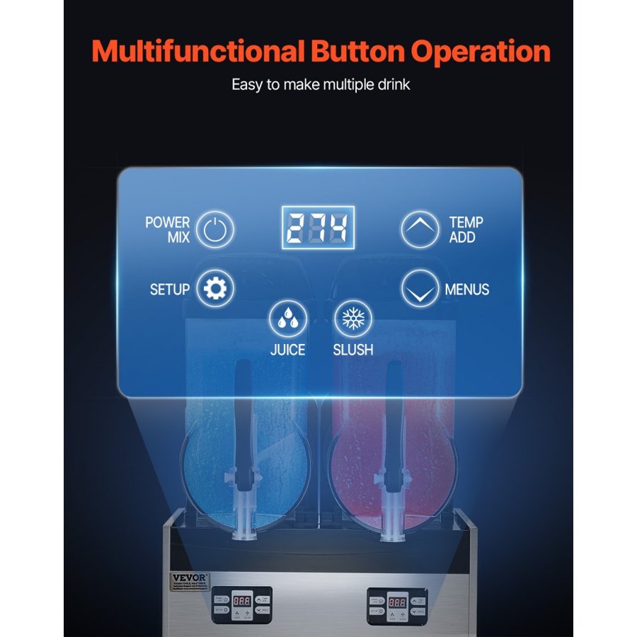 VEVOR Commercial Margarita Machine – 2×12L, 96 Cups