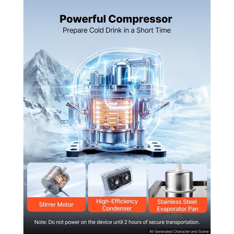 VEVOR Commercial Beverage Dispenser 4 Tanks 12 L / 12.7 QT Per Tank, Stainless Steel Juice Dispenser, Ice Tea Drink Machine with 7℃ to 12℃ Cooling Temperature, for Cold Drink Restaurant Bar Party