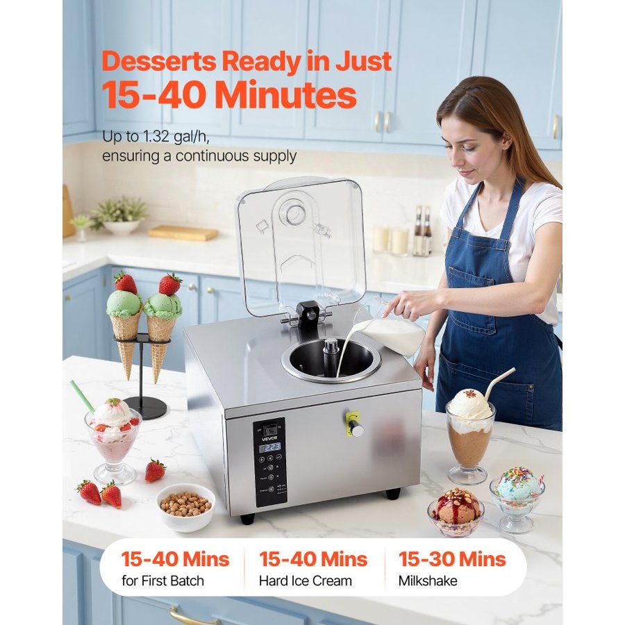 VEVOR Commercial Hard Ice Cream Maker – 5L/H, ≤-4.5°C
