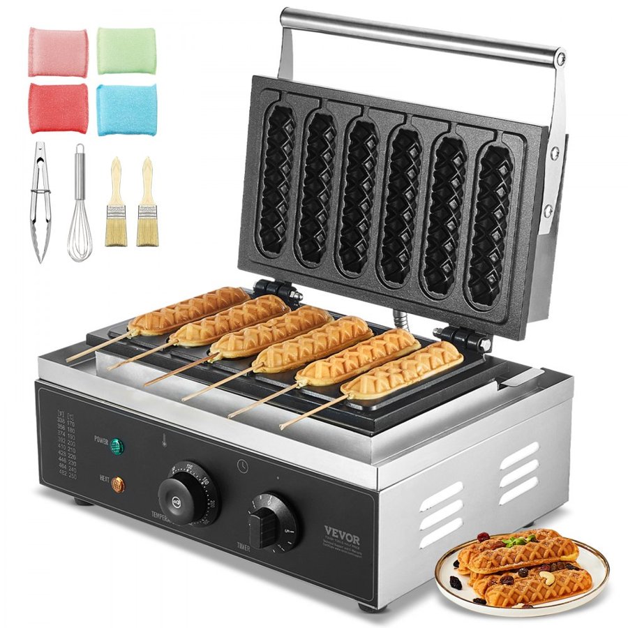 VEVOR Commercial Waffle Stick Maker – 6PCS, 1500W
