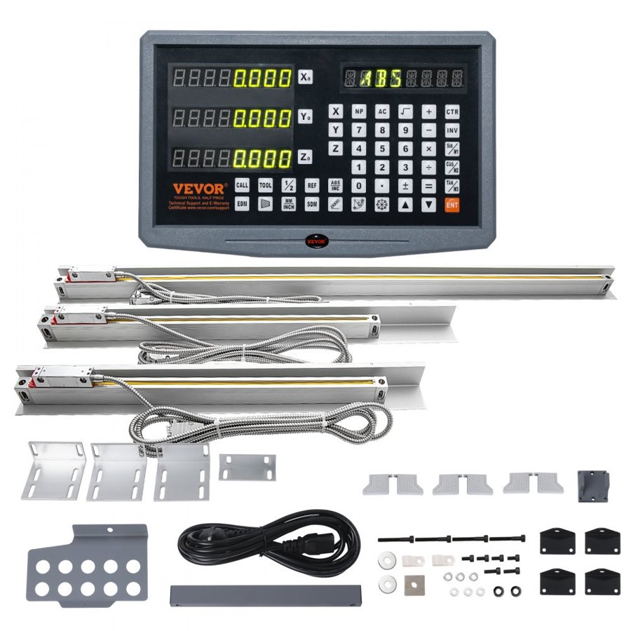 VEVOR Digital Readout 40.64 cm & 45.72 cm & 96.52 cm Linear Scale 3 Axis DRO Display Kit
